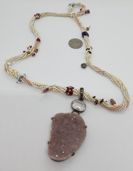 Sophisticated Ivory + Pink Druzy Necklace