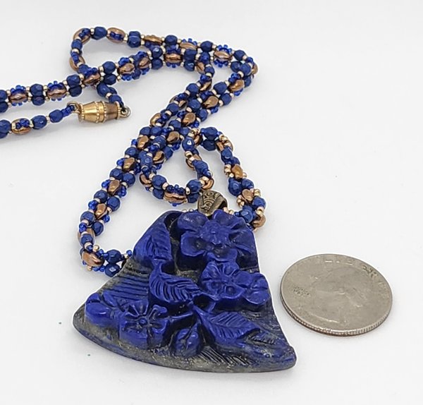 Carved Lapis Necklace